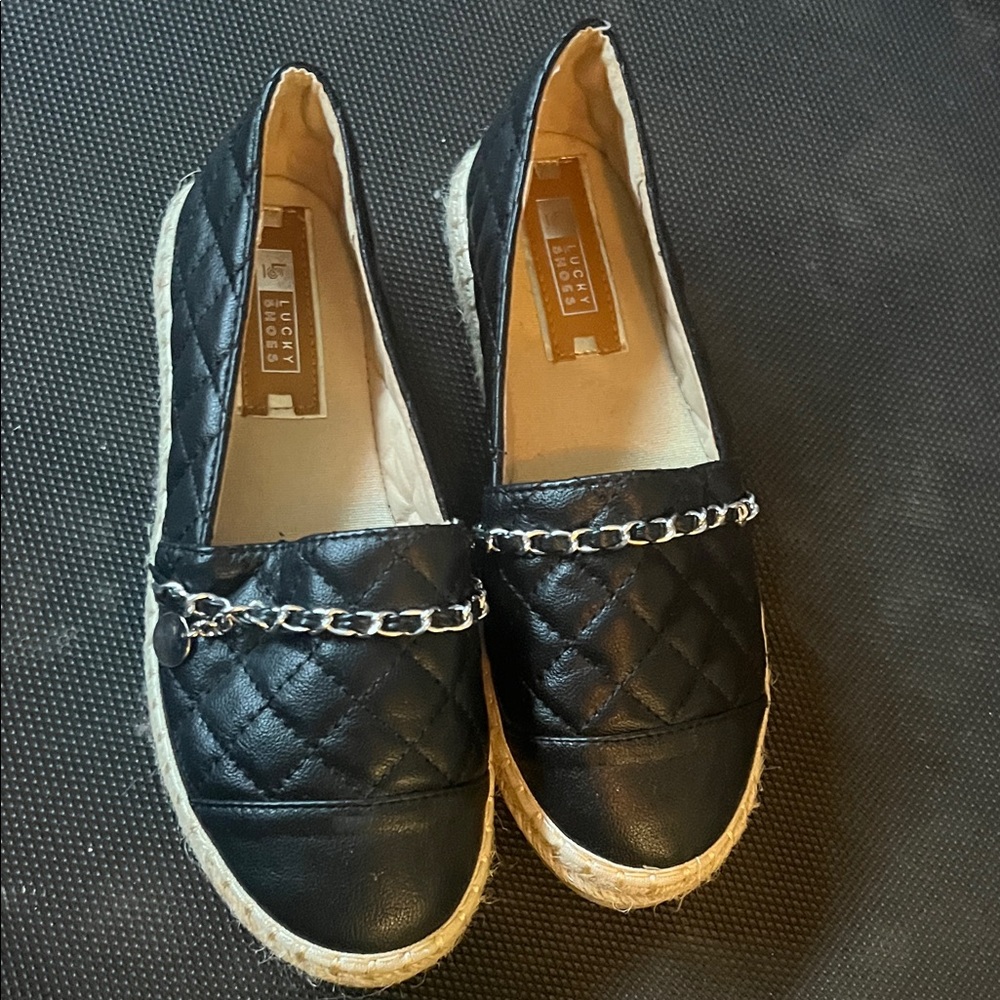 Lucky Brand Black Chain Espadrille Shoes